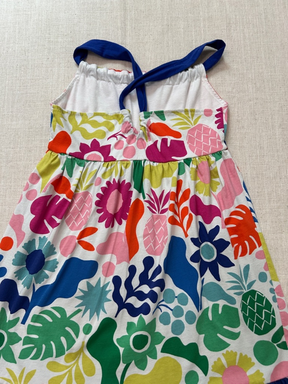 Mini Boden Dress Kids 8/9 Tropical Floral Summer Tiered Vibrant Crossback Beach - Picture 12 of 14